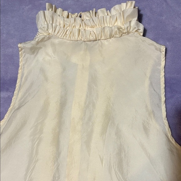 J. Crew Cream Ruffle Front Blouse - Picture 7 of 8